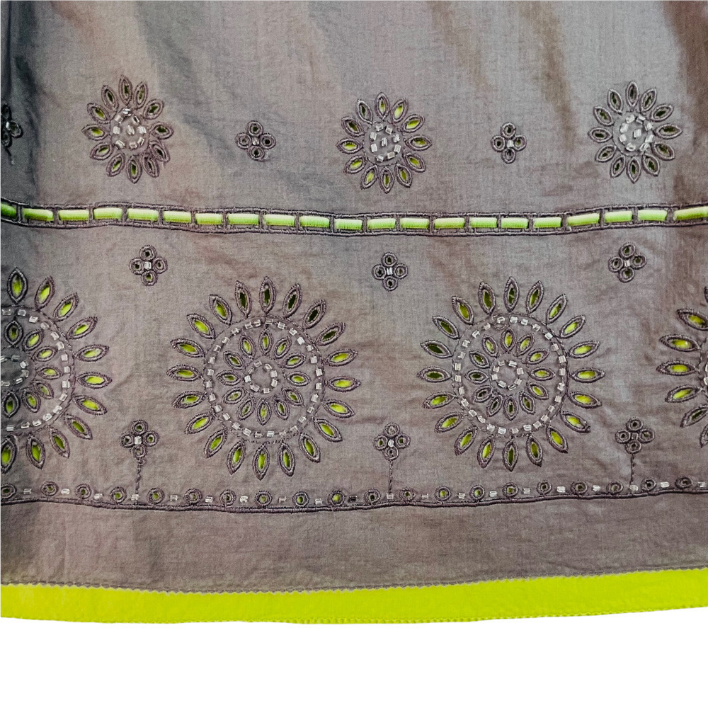 🍀 Sigrid Olsen Size 6 Purple Taupe A-line Skirt with Beaded Hem - Picture 4 of 8